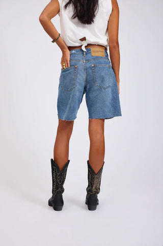 Jacksons Mid Waist Shorts-Hoodlum Blue