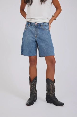 Jacksons Mid Waist Shorts-Hoodlum Blue