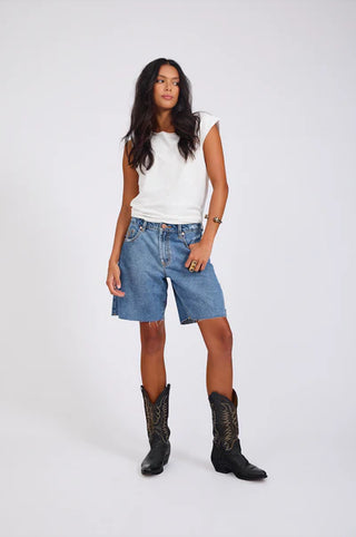 Jacksons Mid Waist Shorts-Hoodlum Blue