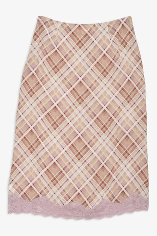 POET PLAID MIDI SKIRT