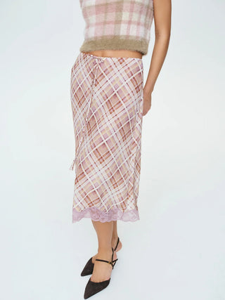POET PLAID MIDI SKIRT