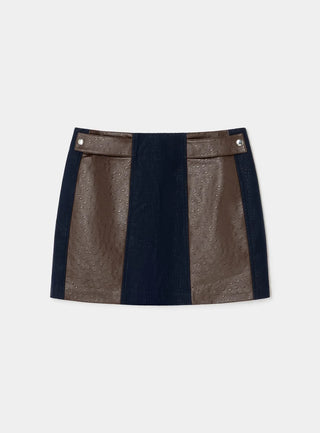 LIOR NAVY BLUE TEXTURED SHORT SKIRT