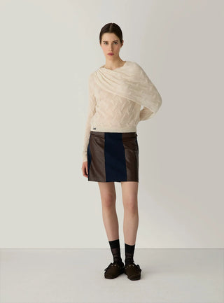 LIOR NAVY BLUE TEXTURED SHORT SKIRT