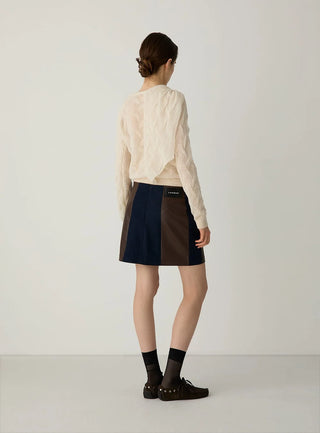 LIOR NAVY BLUE TEXTURED SHORT SKIRT