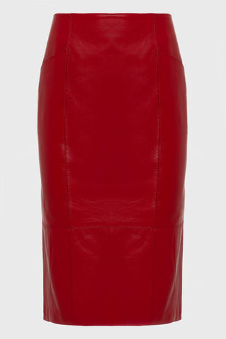 London Leather Midi Skirt