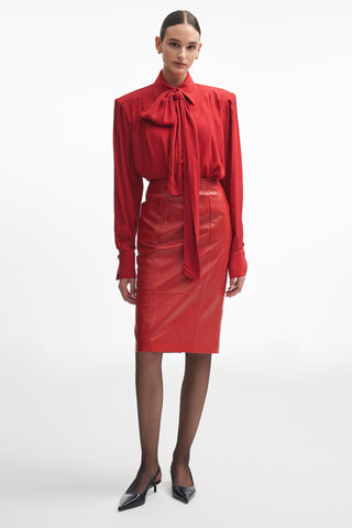 London Leather Midi Skirt