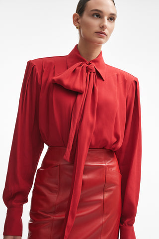 London Leather Midi Skirt