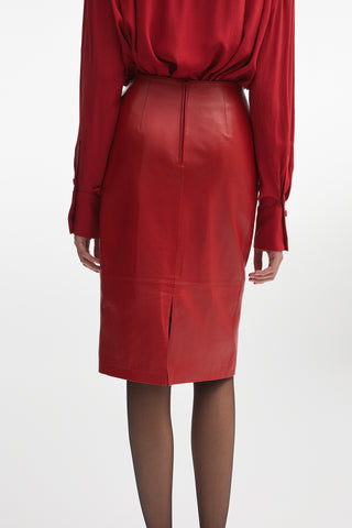 London Leather Midi Skirt