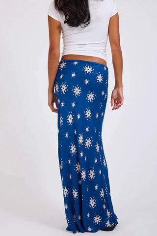 Supernova Satin Slip Skirt- Blue