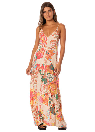 Japanese Summer Lily V Long Dress