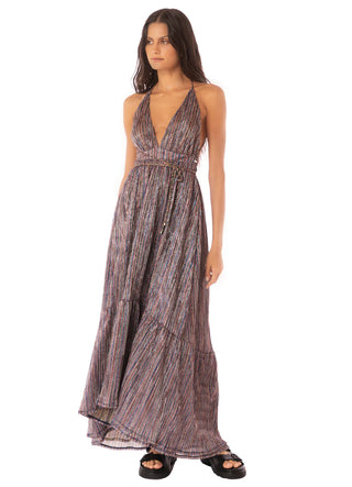 GOLDEN STRIPES MOON BAY DRESS
