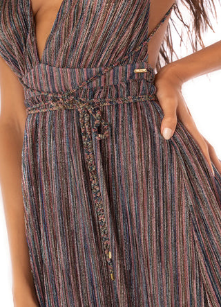 GOLDEN STRIPES MOON BAY DRESS