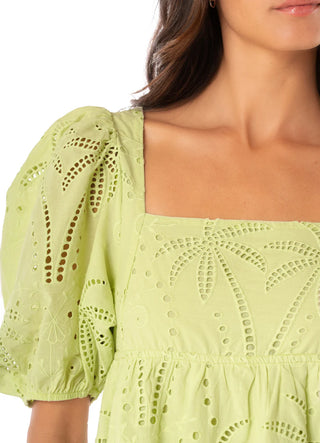 PALM EMBROIDERY EILEEN SHORT DRESS