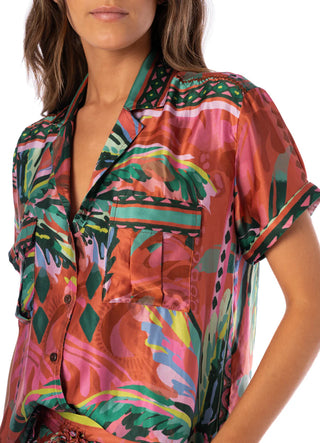 Flame Palms Moon Phase Long Shirt