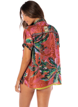 Flame Palms Moon Phase Long Shirt