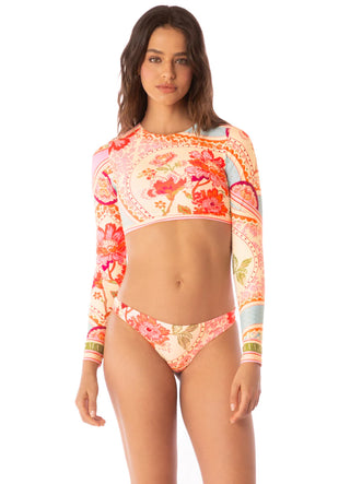 Floral Groove Spectacle Long Sleeve Crop Top