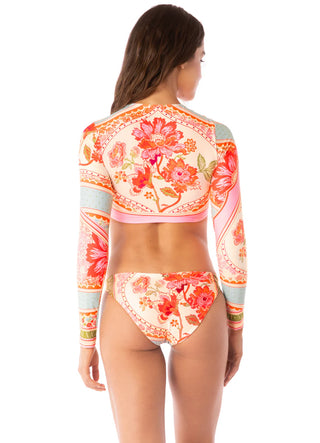 Floral Groove Spectacle Long Sleeve Crop Top