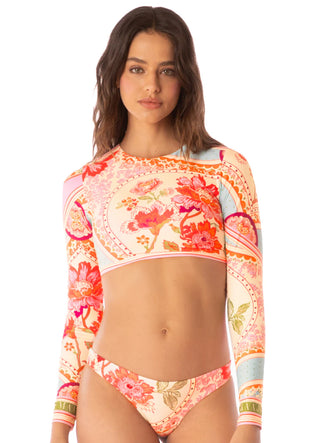 Floral Groove Spectacle Long Sleeve Crop Top