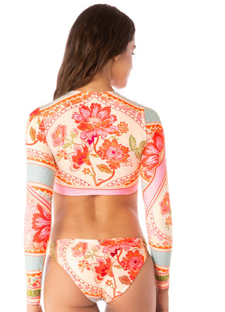 Floral Groove Spectacle Long Sleeve Crop Top