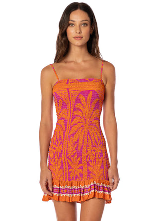 Flamingo Palm Lua V Short Dress