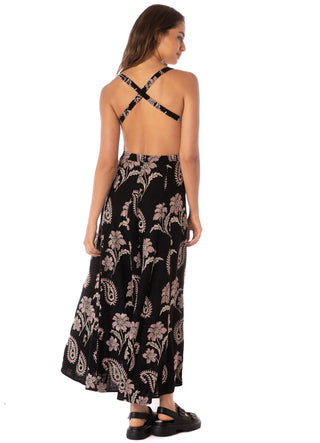 Midnight Paisley Canary Long Dress