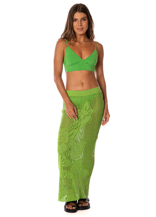 Emerald Brocade Tano Long Skirt