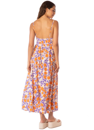 Western Orange Flower Sia Long Dress