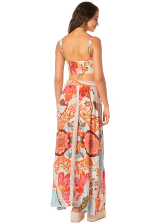 Floral Groove Chambray Long Skirt