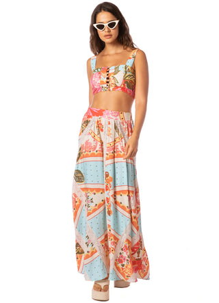 Floral Groove Chambray Long Skirt