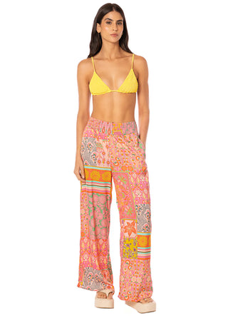 Boho Damask Marsala Pants