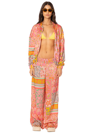 Boho Damask Marsala Pants