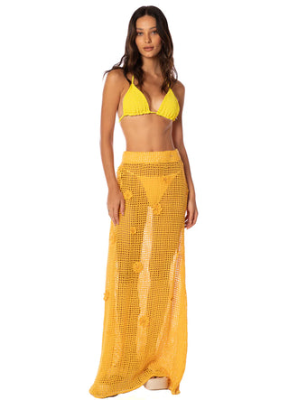 Golden Blossom Glacier Long Skirt