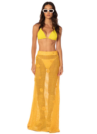 Golden Blossom Glacier Long Skirt