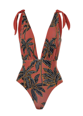 Burgundy Faena Plunge One Piece