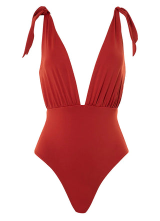 Burgundy Faena Plunge One Piece