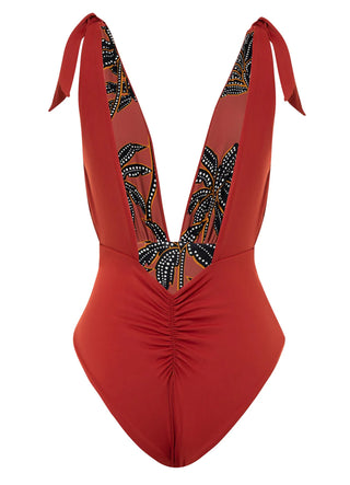 Burgundy Faena Plunge One Piece