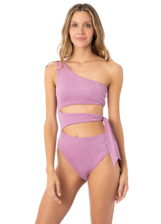 Shinny Plum Stunning Cut Out One Piece