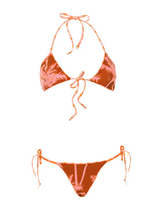 Sunset Grid Pascal Fixed Triangle Bikini Set
