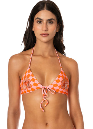 Sunset Grid Pascal Fixed Triangle Bikini Set