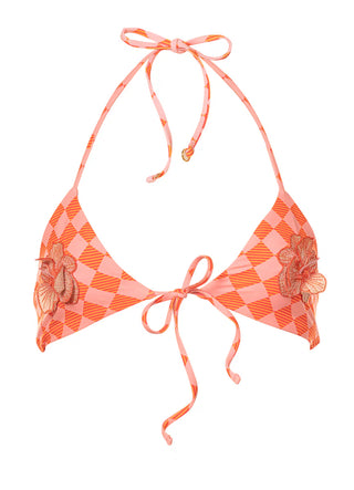 Sunset Grid Pascal Fixed Triangle Bikini Set