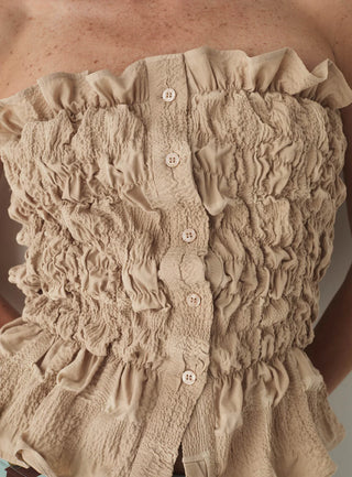 SUSAN SAND STRAPLESS TOP