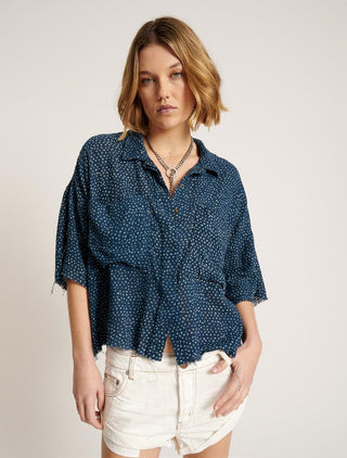 BATIK SPOT HAND DYED MUSLIN CROPPED SHIRT