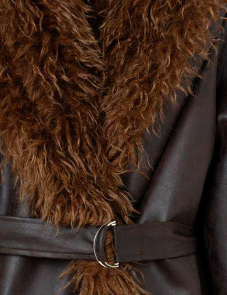 ZOYA BROWN SHEARLING SHORT COAT