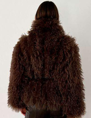 ZOYA BROWN SHEARLING SHORT COAT