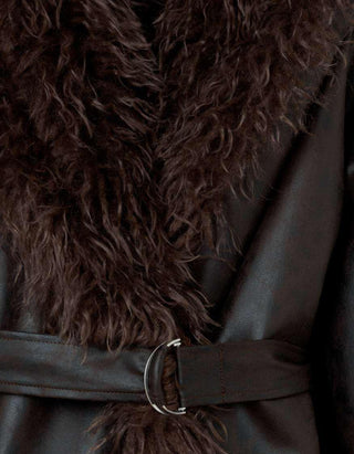 ZOYA BROWN SHEARLING SHORT COAT
