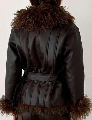 ZOYA BROWN SHEARLING SHORT COAT