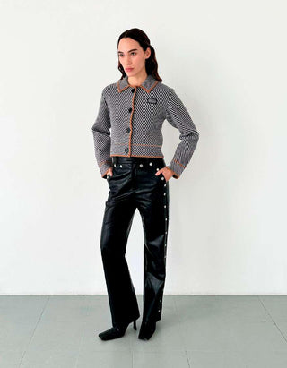 BEVERLY GREY STRIPED CARDIGAN