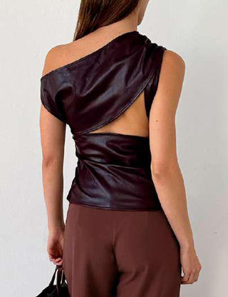 IVONE PLUM ASYMMETRIC TOP