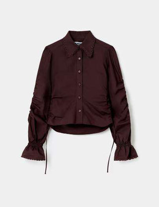 SULTANA BROWN RUCHED SHIRT