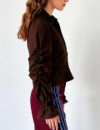 SULTANA BROWN RUCHED SHIRT